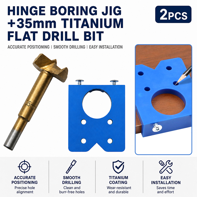 Furniture Hardware Hinges - Hinge Boring Jig 35mm Titanium Coated
