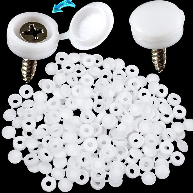 White Hinged Plastic Screw Cap - Furniture Hardware Hinges review and price